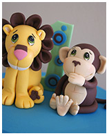 Lion and Monkey 1st Birthday cake